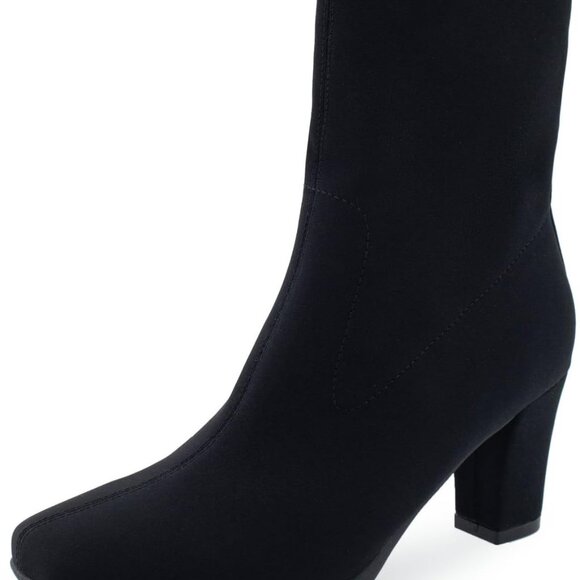 Stylish Calf High Womens Ankle Booties in Black Suede with Comfort Features - Picture 1 of 8